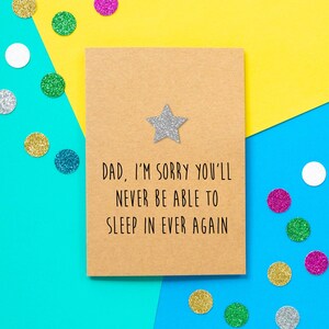 Grappige vaderdagkaart voor nieuwe vader, eerste keer vader, nooit uitslapen, eerste vaderdagkaart, kaart voor papa, vader verjaardagskaart, nieuwe vader
