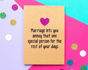Funny Wedding Card, Friend Wedding Card, Engagement Card, Congratulations Card, Wedding Day Card, Wedding Cards, Wedding Card