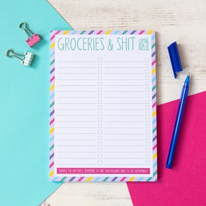 Shopping List Notepad | A5 Groceries Checklist Pad | To Do List