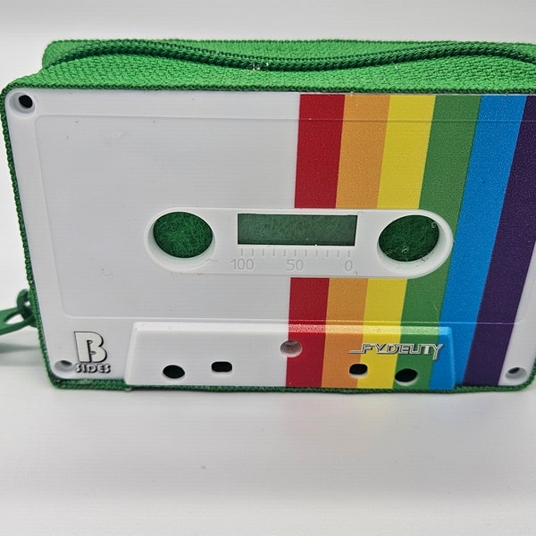 Rainbow retro green cassette wallets/stash bag