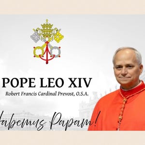 Carte postale du pape Léon XIV, Robert François Prévost et le pape François, format 5 x 7 pouces