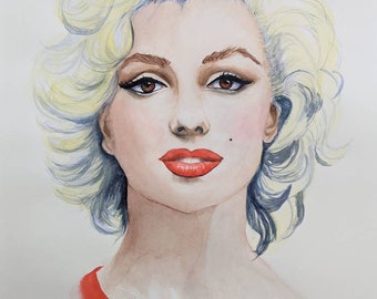 Marilyn Monroe an original watercolor painting 11.69 x 16.53 original painting. Also known as Norma Jean actress©