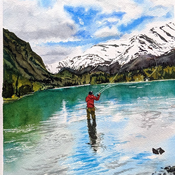 Fly Fishing The Kenai River In Alaska 11 x 14 print ©