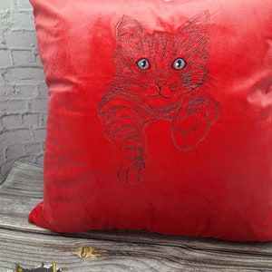 Decorative cushion, cushion with ticking 40 x 40 cm, cat