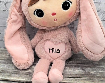 Personalisierbares  Metoo Kuscheltier Hase- ca. 50cm - mit Name Farbe Rosa