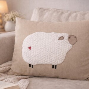 Deko Kissen, Kissen Schaf, Leinen,