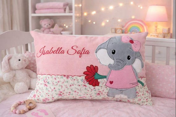 Kuschelkissen mit Namen, Kissen mit Namen, , Kissen, Elefant, Geschenk zur Taufe,Geburt