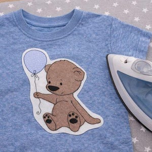 Bär mit Ballon,Patch, Patches, Aufnäher, Applikation auch zum Aufbügeln, Bügelbild