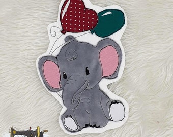 Aufnähbild, Bügelbild, Patch, Patches, Elefant