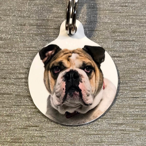 Custom Dog ID Tag - Round Dog Tag - Photo Tag - Dog Tag - Dog Gift - Photo Gift - Dog Keychain - Custom Dog ID