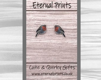 Robin Studs - Robin Red Breasts - Robin Earrings - Bird Studs - Bird Earrings - Christmas earrings