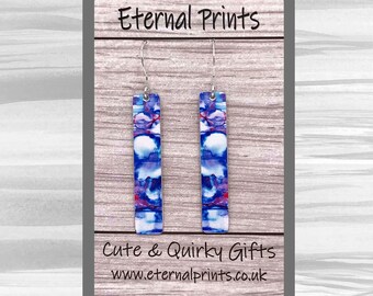 Purple Earrings - Purple Abstract Earrings - Drop Earrings - Funky Drop Earrings - Vibrant Earrings - Colourful Drop Earrings - Landscape