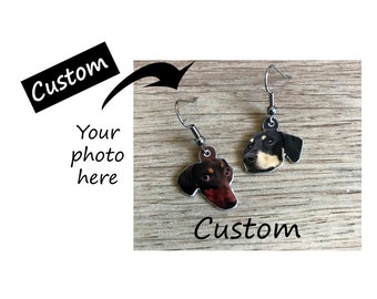 Custom Dog Earrings - Custom Dog Drop Earrings - Dangly Dog Earrings - Custom Pet Dangly Earrings - Dangly Fogs - Dog Lover Earrings