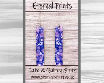 Purple Abstract Earrings - Purple Earrings - Drop Earrings - Funky Drop Earrings - Vibrant Earrings - Colourful Drop Earrings - Landscape