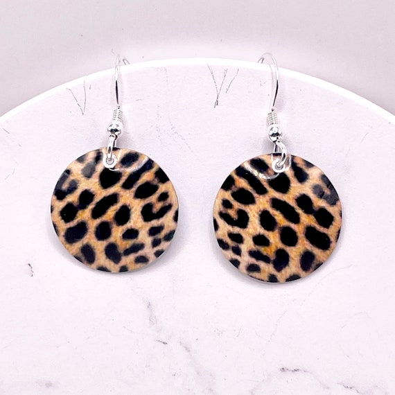 Leopard print discount drop earrings