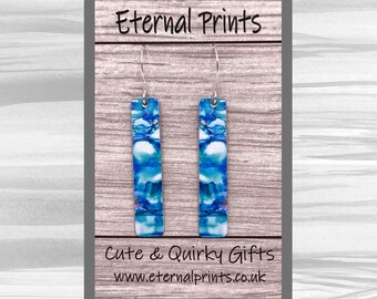 Blue Earrings - Blue Abstract Earrings - Drop Earrings - Funky Drop Earrings - Vibrant Earrings - Colourful Drop Earrings - Landscape