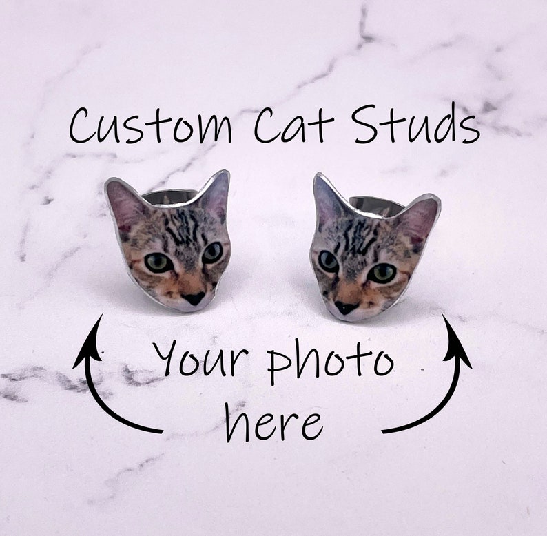 Custom Cat Stud Earrings Cat Studs Custom Cat Pet Earrings Personalised Pet Stud Earrings Pet Earrings Pet Studs image 1