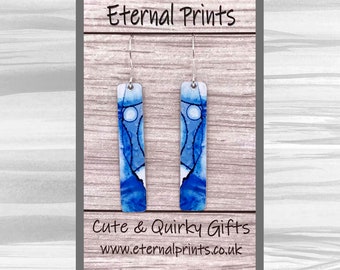 Moon Earrings - Abstract Earrings - Drop Earrings - Funky Drop Earrings - Vibrant Earrings - Colourful Drop Earrings - Landscape