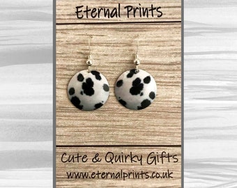 Dalmatian print earrings, Dalmatian print, animal print earrings, animal print, Dalmatian drop earrings