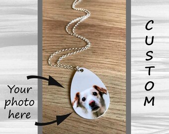 Custom Tear Drop Dog Pendant - Custom Tear Drop Necklace - Custom Dog Necklace - Pet Memorial Necklace - Dog Memorial Pendant