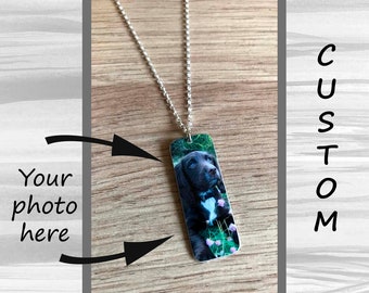 Custom Dog Photo Necklace - Long Custom Dog - Dog Necklace - Dog Lover - Dog Gift - Tag Pendant - Dog Photo Pendant - Dog Photo Tag Pendant