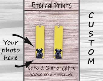 Custom Schnauzer Earrings - Custom Dog Earrings - Long Dog Earrings - Custom Pet Earrings - Dangly Dogs - Dog Lover Gift - Schnauzer Gift