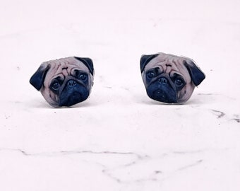 Pug Stud Earrings - Cute Pugs - Pug Lover Gift - Pug Earrings - Dog Studs