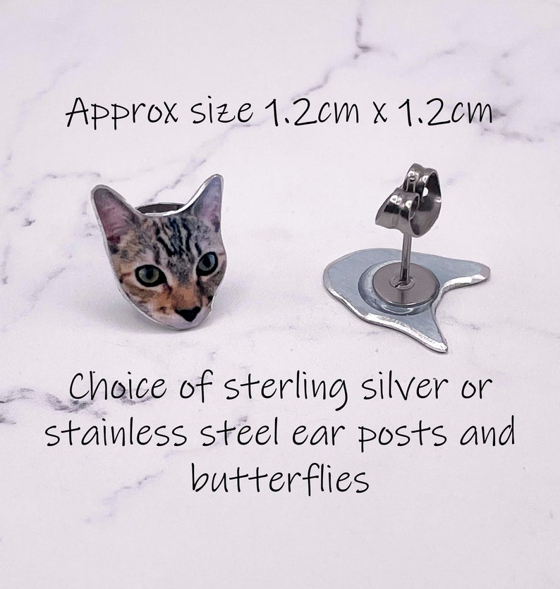 Custom Cat Stud Earrings Cat Studs Custom Cat Pet Earrings Personalised Pet Stud Earrings Pet Earrings Pet Studs image 2