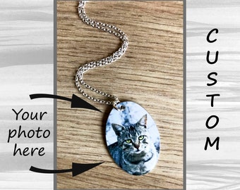 Custom Cat Pendant - Oval Custom Cat - Cat Oval Necklace - Cat Necklace - Cat Lover - Cat Gift - Photo Pendant - Cat Photo Oval Pendant