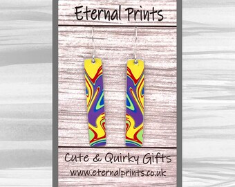 Retro Earrings - Abstract 70's Earrings - Retro Drop Earrings - Funky Earrings - Vibrant Earrings - Colourful Drop Earrings