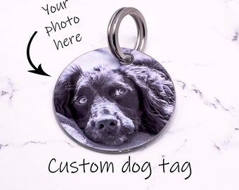 Custom Dog ID Tag - Aluminium Dog Tag - Photo Tag - Dog Tag - Dog Gift - Photo Gift - Dog Keychain - Custom Dog ID