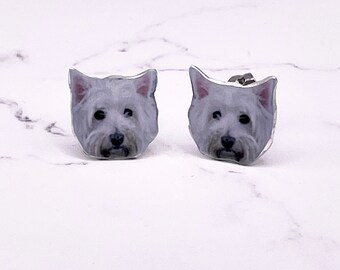 Westie Stud Earrings - Cute Westies  - Dog Lover Gift - Westie Earrings - Dog Studs - Cute Westie Dogs