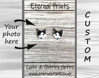 Custom Cat Stud Earrings - Cat Studs - Custom Cat Pet Earrings - Personalised Pet Stud Earrings - Pet Earrings - Pet Studs