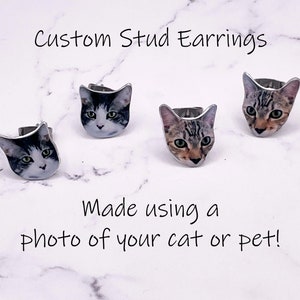 Custom Cat Stud Earrings Cat Studs Custom Cat Pet Earrings Personalised Pet Stud Earrings Pet Earrings Pet Studs image 3