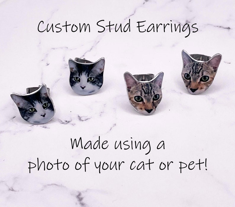 Custom Cat Stud Earrings Cat Studs Custom Cat Pet Earrings Personalised Pet Stud Earrings Pet Earrings Pet Studs image 3