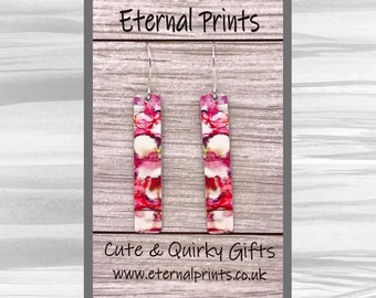 Pink Earrings - Abstract Earrings - Drop Earrings - Funky Drop Earrings - Vibrant Earrings - Colourful Drop Earrings - Landscape