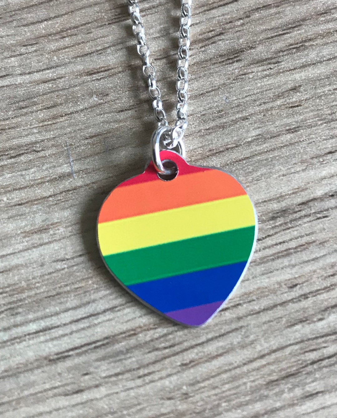 Rainbow Heart Pendant NHS Pendant Rainbow Necklace Rainbow Heart