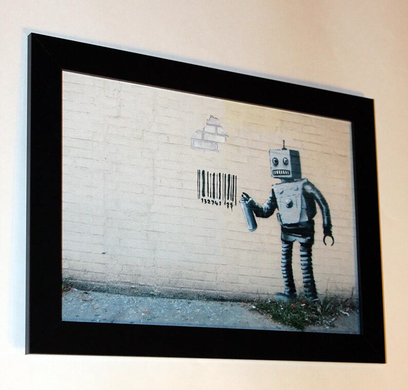 Banksy Robot 8.3X11.7&16.5X11.7 canvas print poster street art Etsy