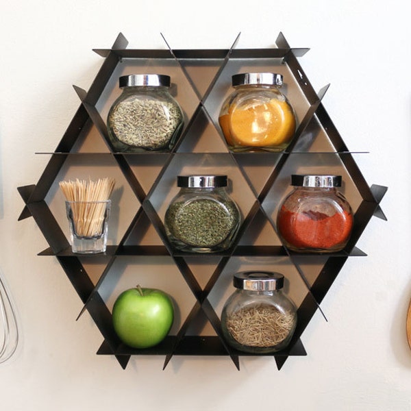 Geometric shelf, Hexagon shelves, Honeycomb modular shelving, Floating shelves, wall shelf for kitchen, bathroom shelf, spice rack, hex