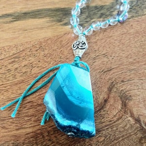 Hand Knotted Necklace Quartz Jade Agate Turquoise