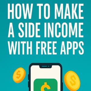 May include: A teal graphic with the text "HOW TO MAKE A SIDE INCOME WITH FREE APPS." A smartphone displays a dollar sign icon. Gold coins with dollar signs float around the phone. The text "AI SUPPLY GUY" is at the bottom.