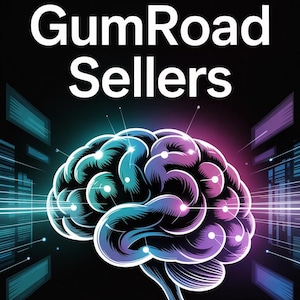 May include: A digital graphic with the text "AI for GumRoad Sellers" in white, above a stylized brain illustration with blue and purple hues. The text "AI Supply Guy" is at the bottom, all on a black background.