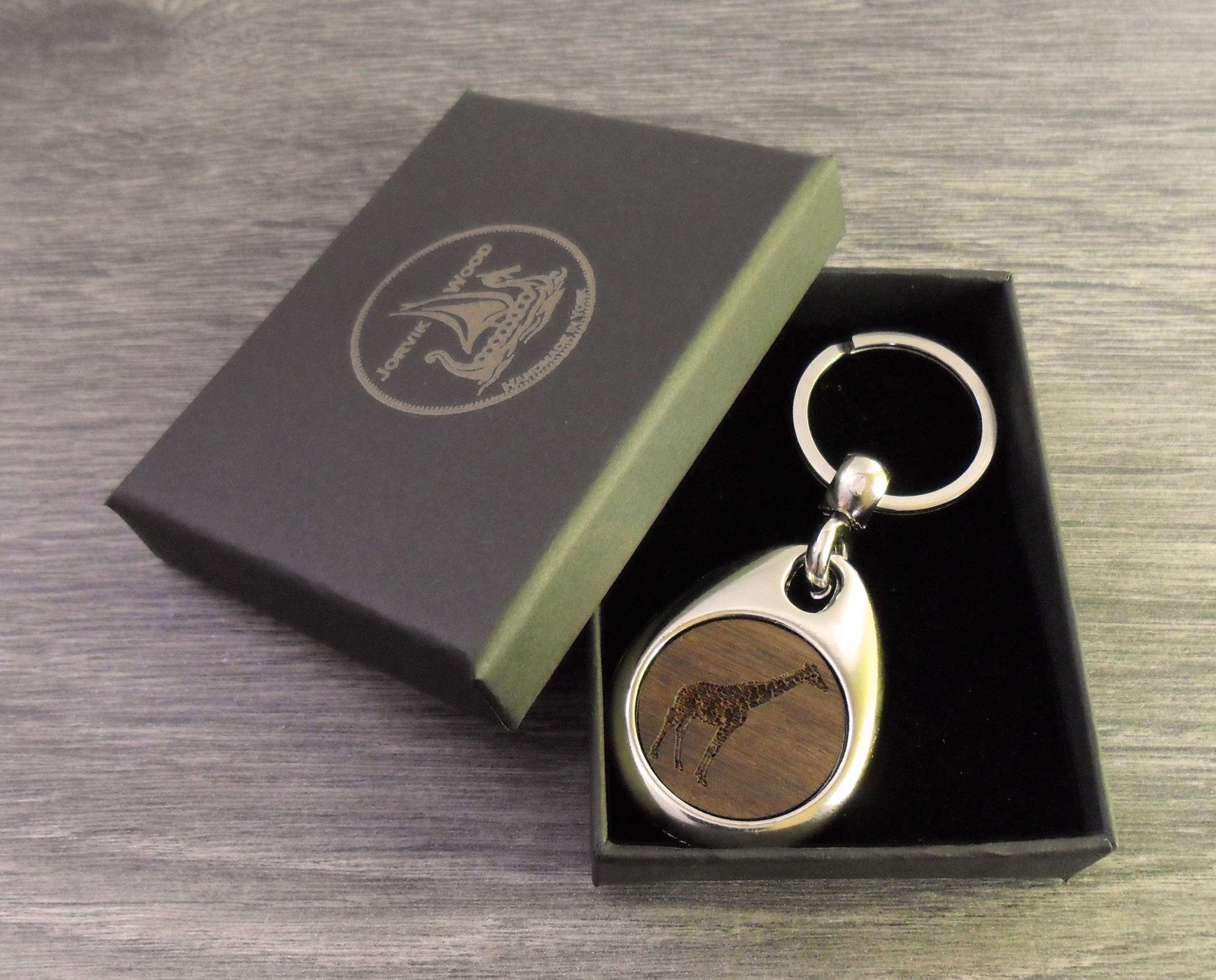 Personalised Giraffe Design Keyring, Custom Keychain
