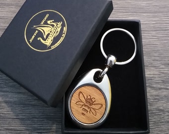 Personalised Bee Keyring, Custom Keychain