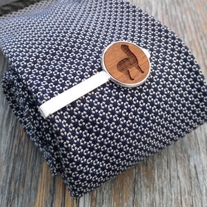 Alpaca Tie Clip: Engraved Walnut Wood Tie Bar