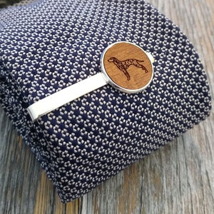 Dalmation Tie Clip: Engraved Walnut Wood Tie Bar