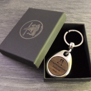 Personalised Congratulations Design Keyring, Custom Engraved Keychain ...