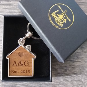 Personalised Initials with Heart Design Keyring, Custom Keychain, Housewarming New Home Gift