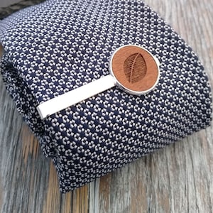 Rugby Ball Tie Clip: Engraved Walnut Wood Tie Bar