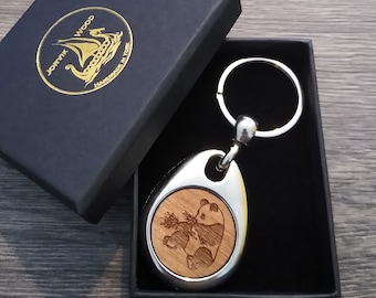 Personalised Panda Keyring, Custom Keychain